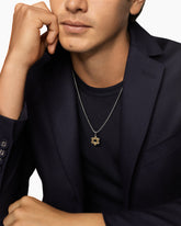 Cable Star of David Amulet in Sterling Silver with 18K Yellow Gold, 19mm